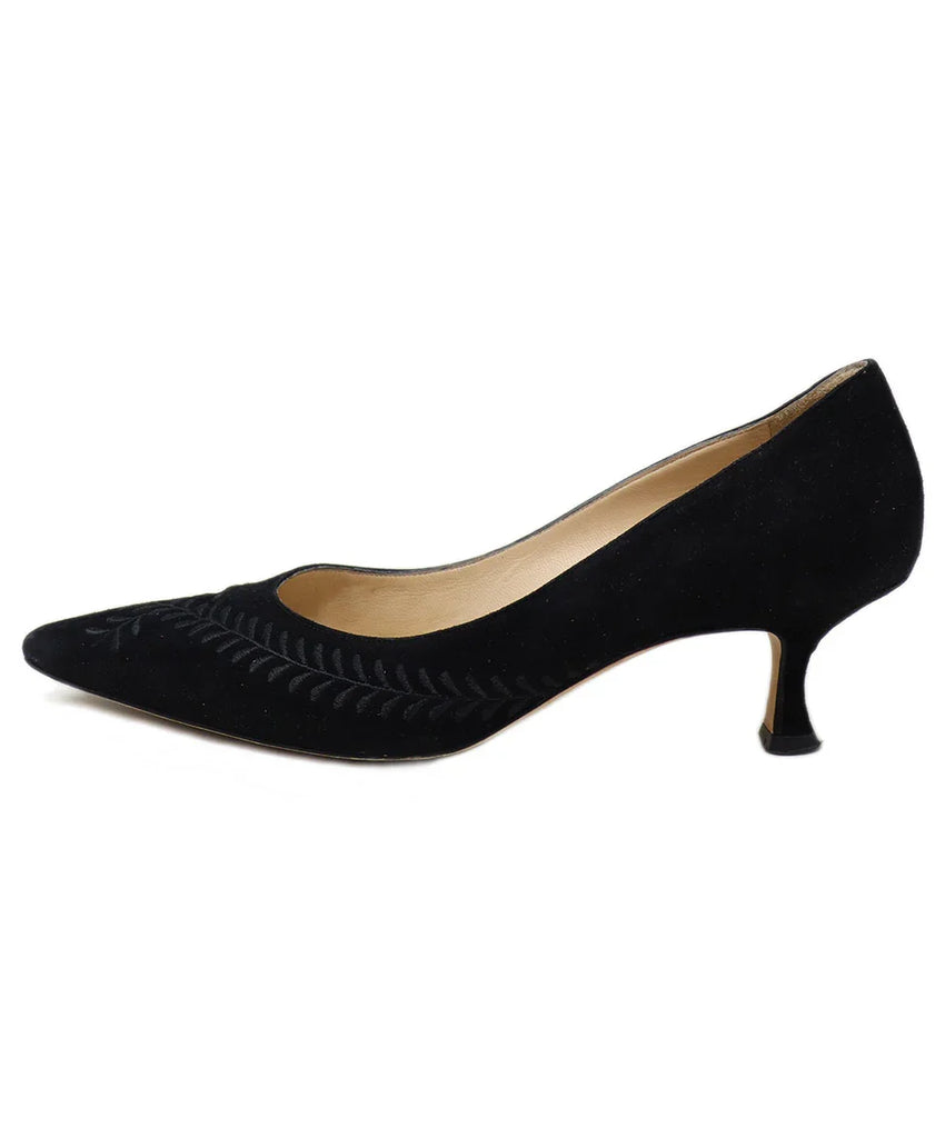 Manolo Blahnik Black Suede Embroidery Heels sz 7.5 - Michael's Consignment NYC