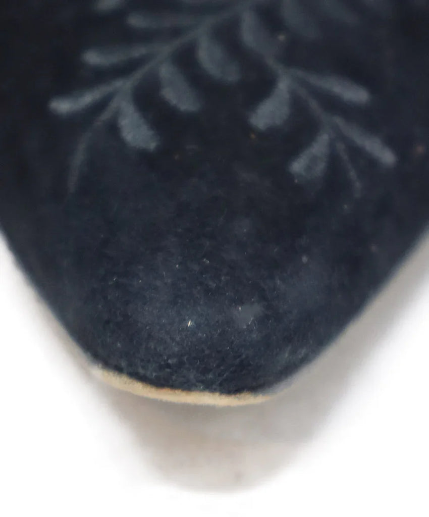 Manolo Blahnik Black Suede Embroidery Heels sz 7.5 - Michael's Consignment NYC
