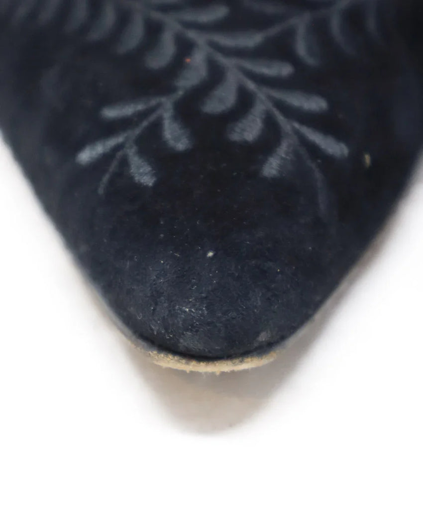 Manolo Blahnik Black Suede Embroidery Heels sz 7.5 - Michael's Consignment NYC