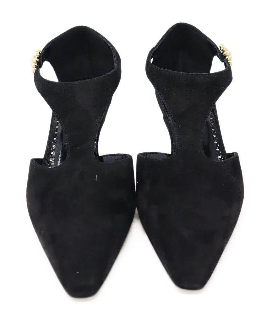 Manolo Blahnik Black Suede Gold Buckle Heels sz 6.5 - Michael's Consignment NYC