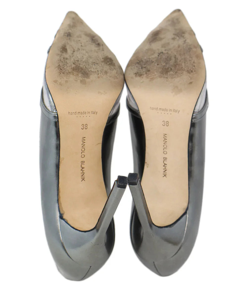 Manolo Blahnik Metallic Silver Heels sz 8 l Michael's Luxury