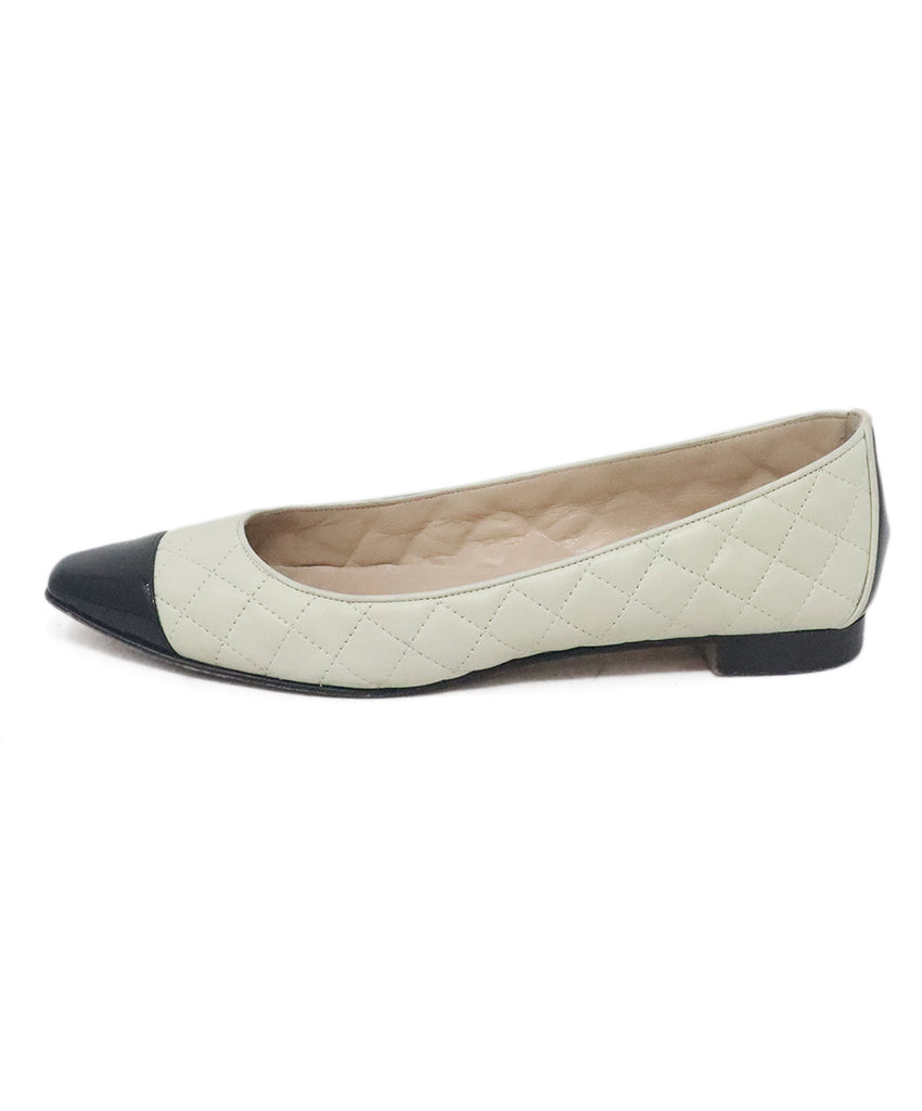 Manolo Blahnik Ivory & Black Quilted Leather Flats 1