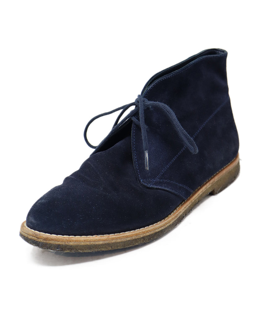 Manolo Blahnik Navy Suede Booties 