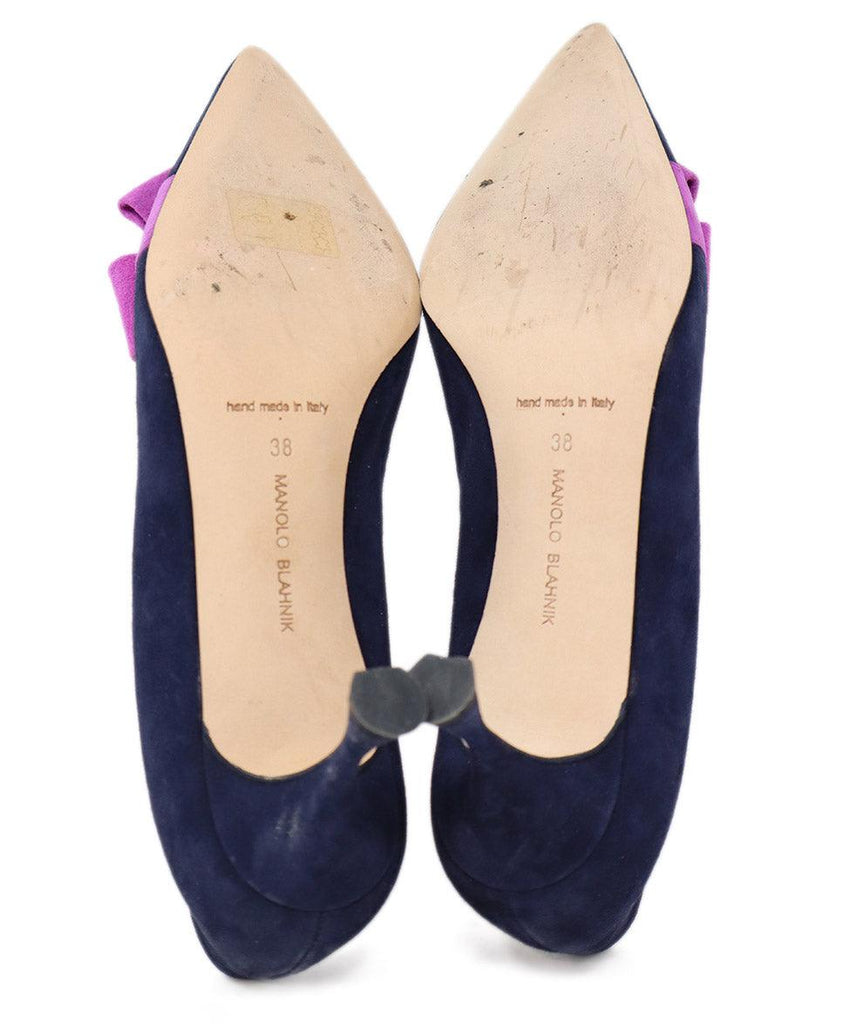 Manolo Blahnik Navy & Purple Suede Bow Heels sz 8 - Michael's Consignment NYC