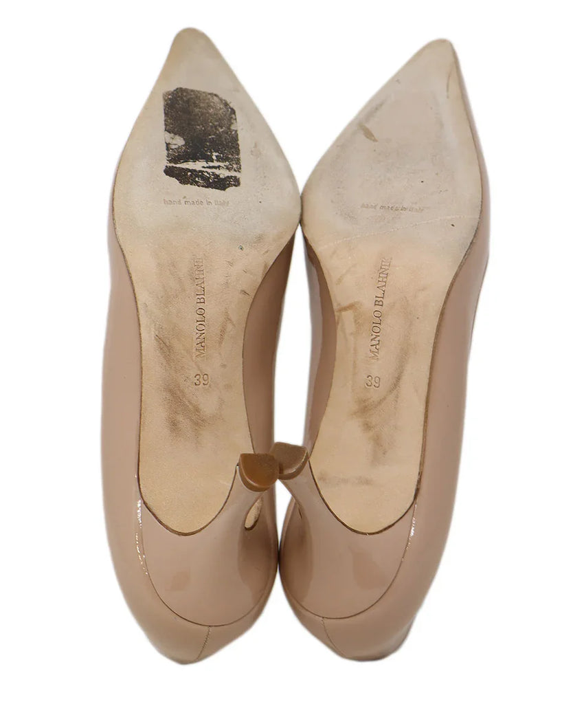 Manolo Blahnik Nude Patent Leather Heels sz 9 - Michael's Consignment NYC