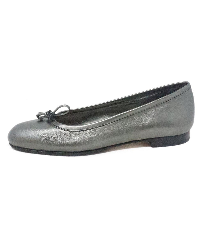 Manolo Blahnik Pewter Leather Flats sz 8.5 - Michael's Consignment NYC