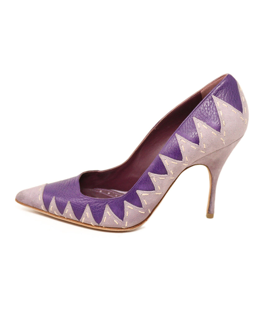 Manolo Blahnik Purple Leather & Suede Heels 1