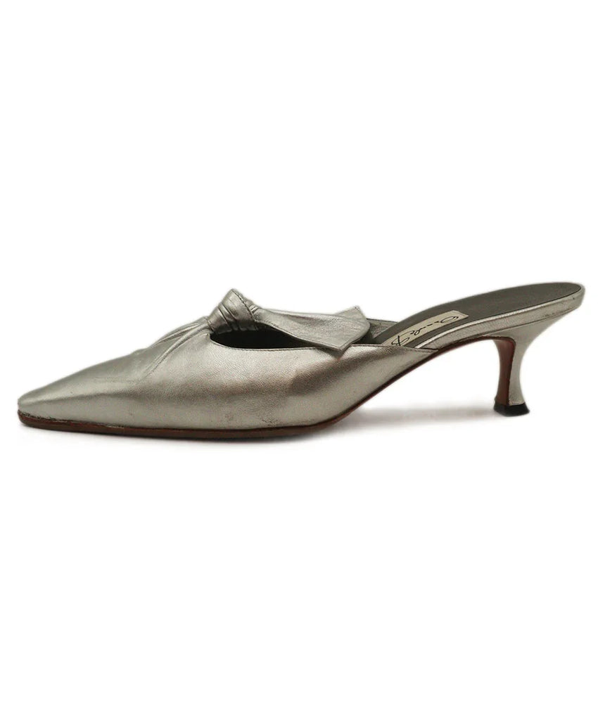 Manolo Blahnik Vintage Silver Leather Mules sz 8 - Michael's Consignment NYC