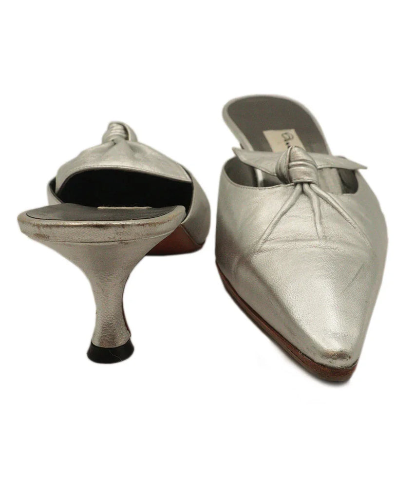 Manolo Blahnik Vintage Silver Leather Mules sz 8 - Michael's Consignment NYC