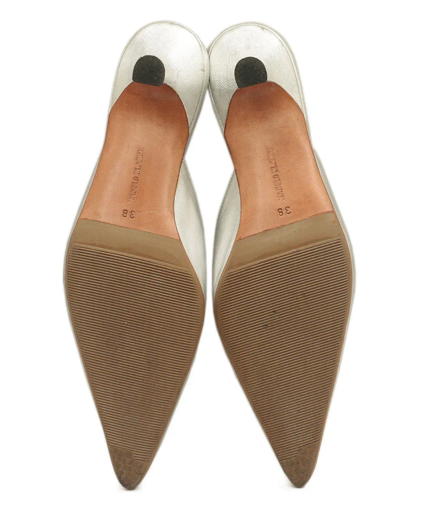 Manolo Blahnik Vintage Silver Leather Mules sz 8 - Michael's Consignment NYC