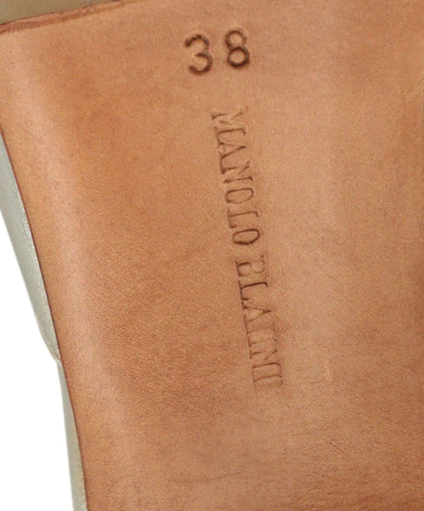 Manolo Blahnik Vintage Silver Leather Mules sz 8 - Michael's Consignment NYC