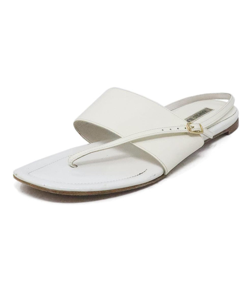 Manolo Blahnik White Patent Leather Sandals sz 9 - Michael's Consignment NYC