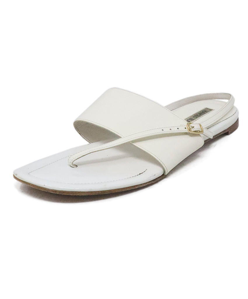 Manolo Blahnik White Patent Leather Sandals 
