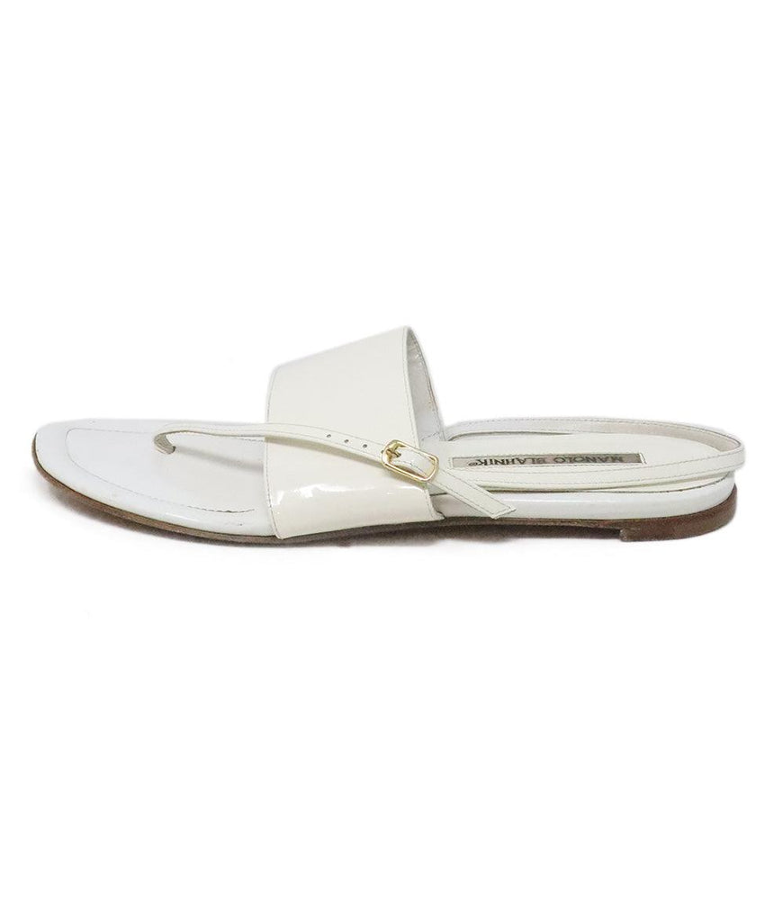 Manolo Blahnik White Patent Leather Sandals 1