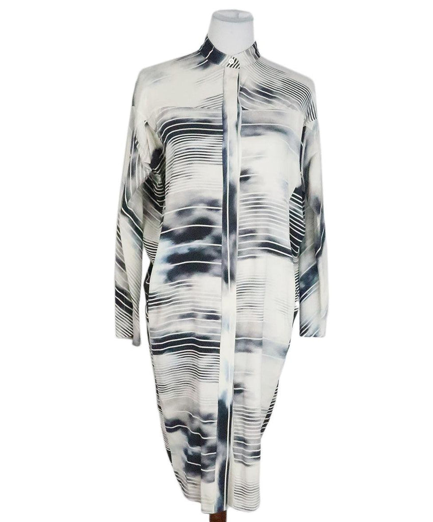 Maria + Cornejo Grey & Navy Print Silk Dress sz 4 - Michael's Consignment NYC