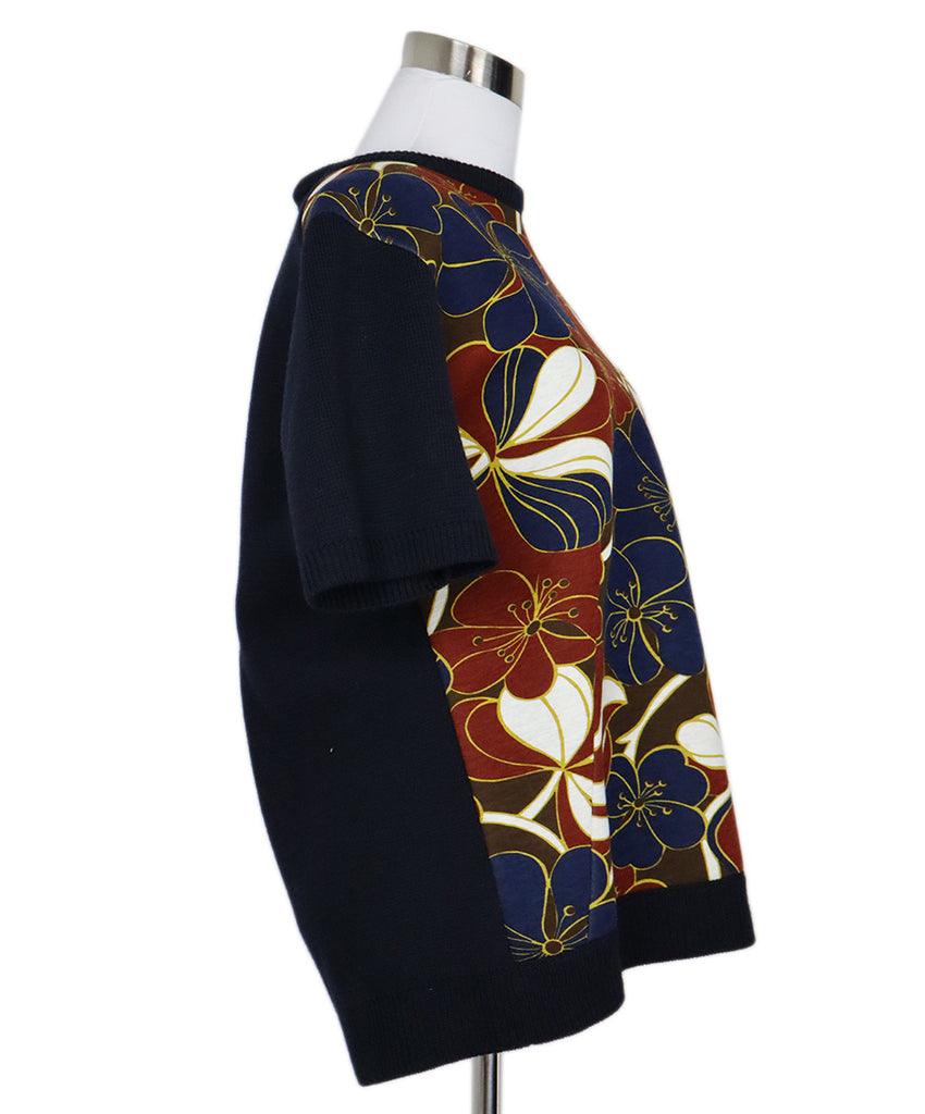 Marni Blue Floral Print Wool Sweater sz 6 - Michael's Consignment NYC