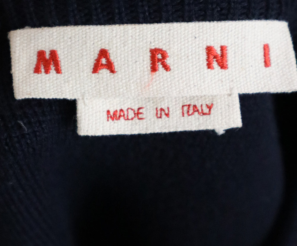 Marni Blue Floral Print Wool Sweater sz 6 - Michael's Consignment NYC