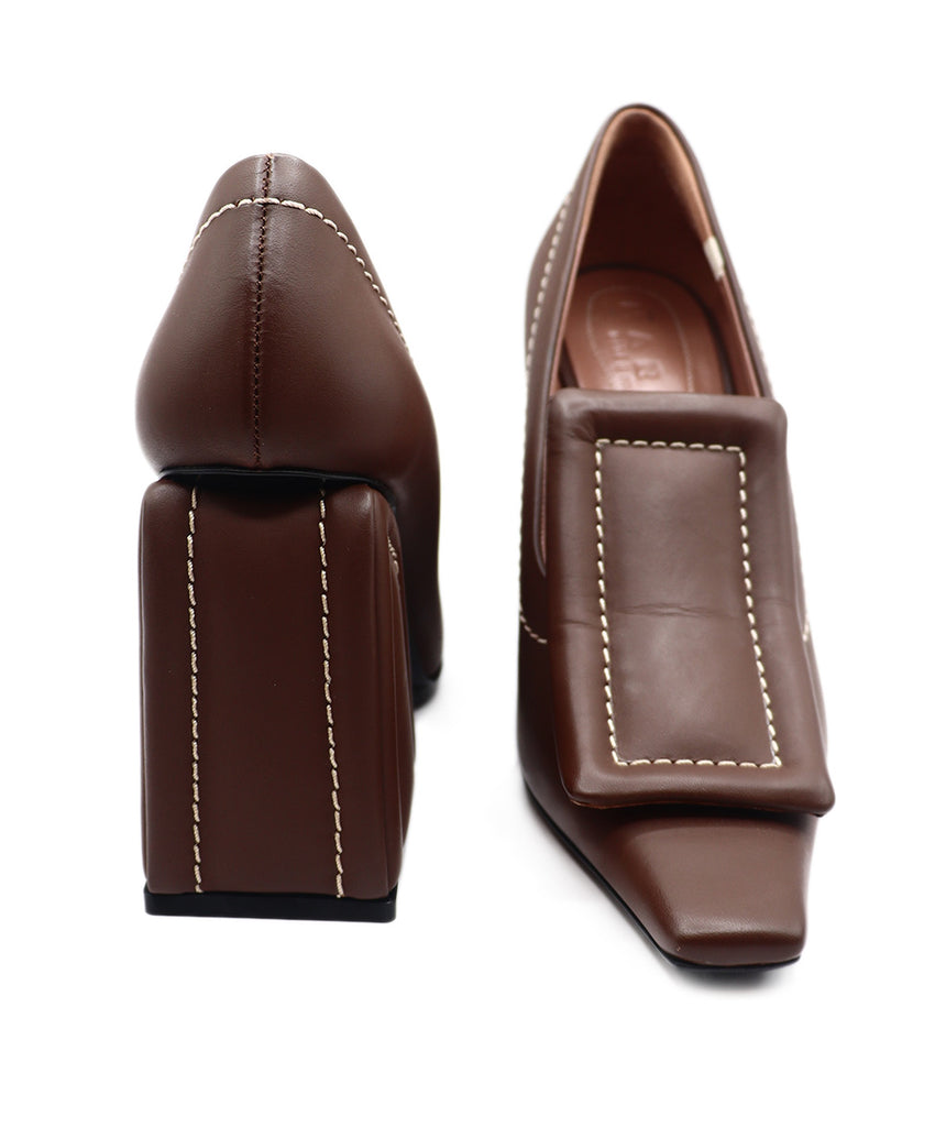 Marni Brown leather buckle heels 2