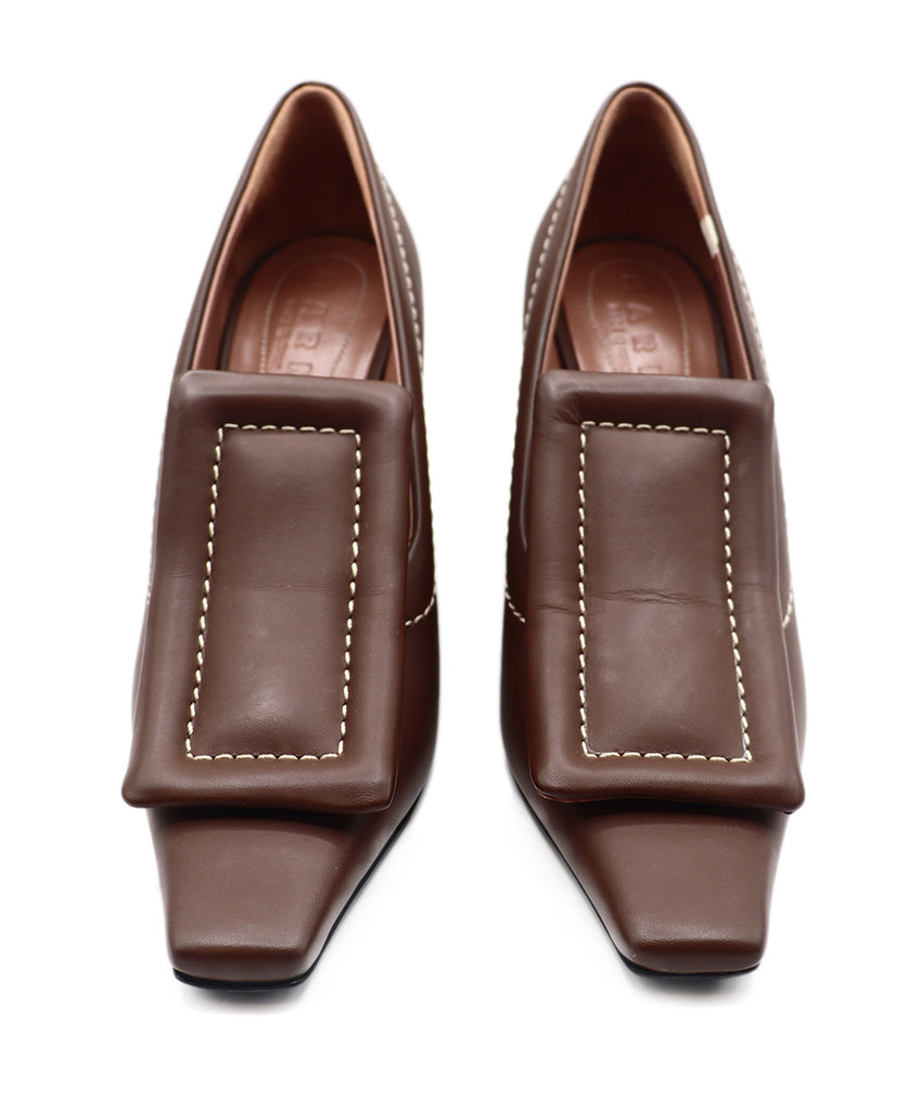 Marni Brown leather buckle heels 3