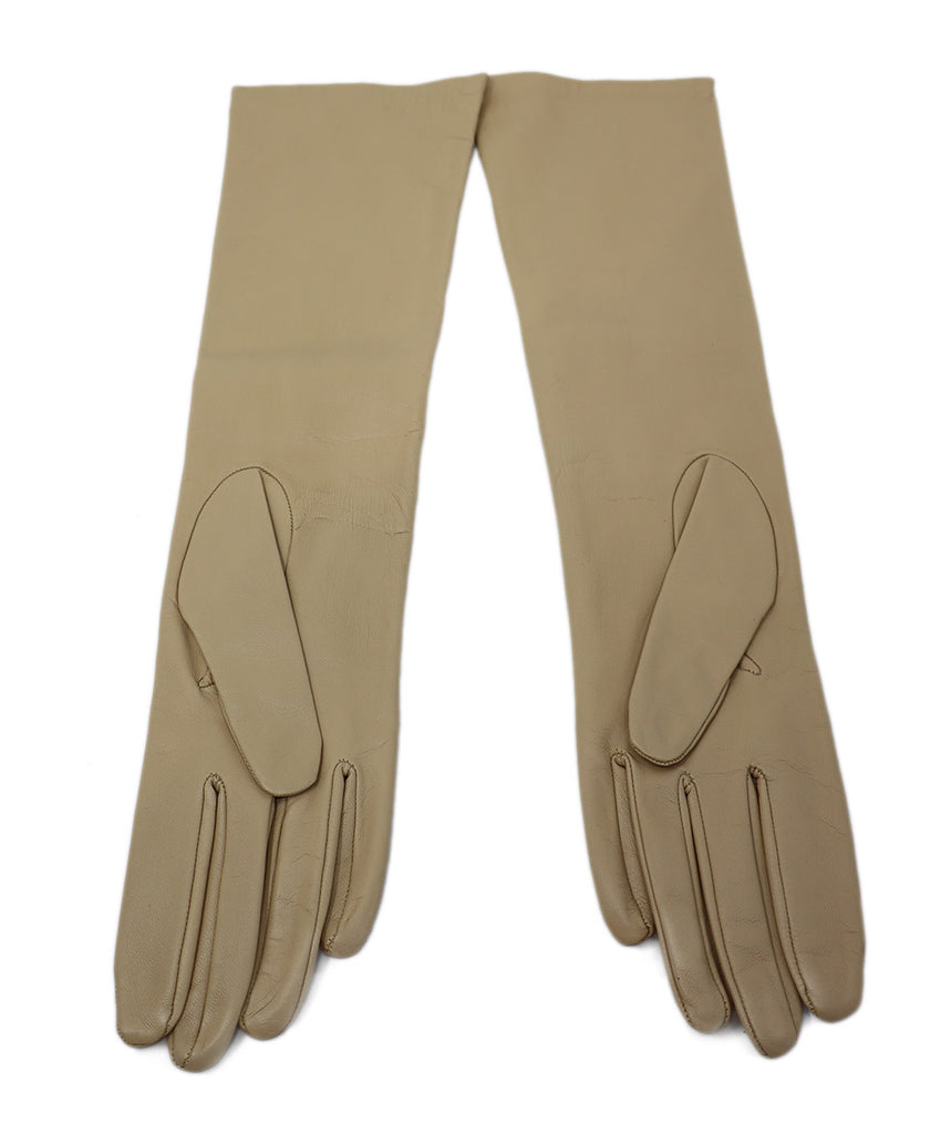 Max Mara Beige Leather Long Gloves 