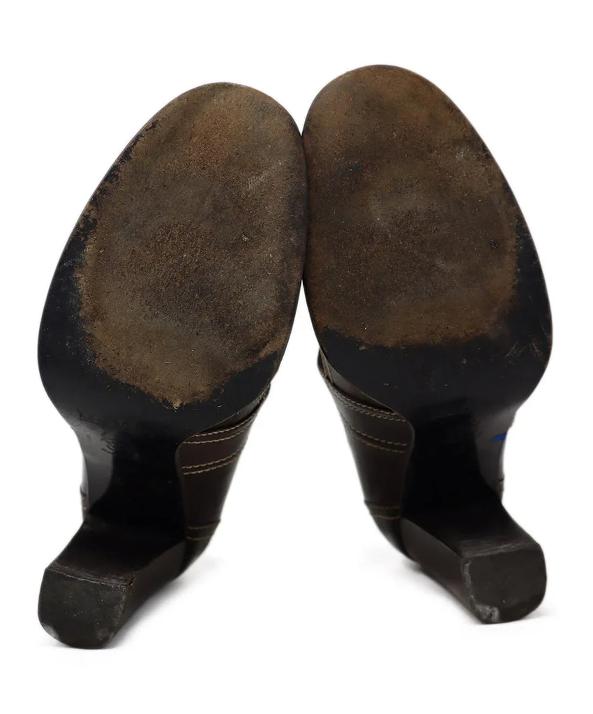 Max Mara Brown Leather & White Stitching Heels sz 6 - Michael's Consignment NYC