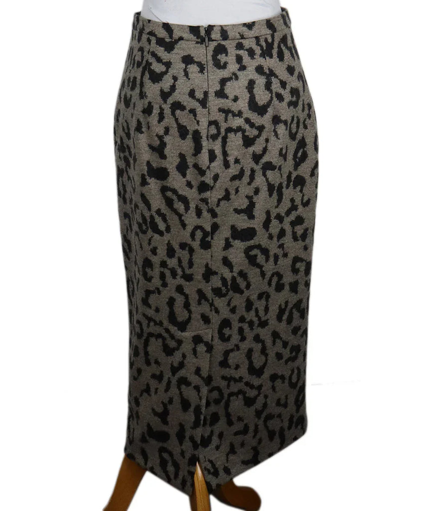 Max Mara Grey Leopard Print Skirt sz 4 - Michael's Consignment NYC
