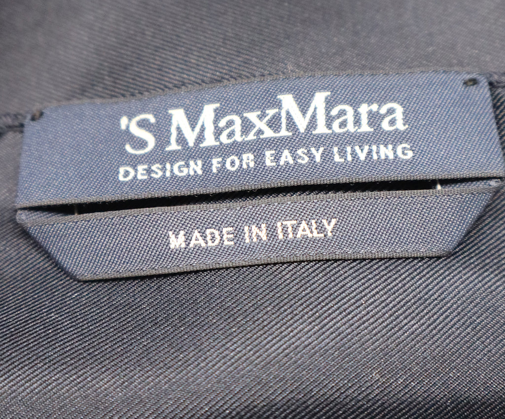 Max Mara Navy Brown & White Print Silk Scarf 2