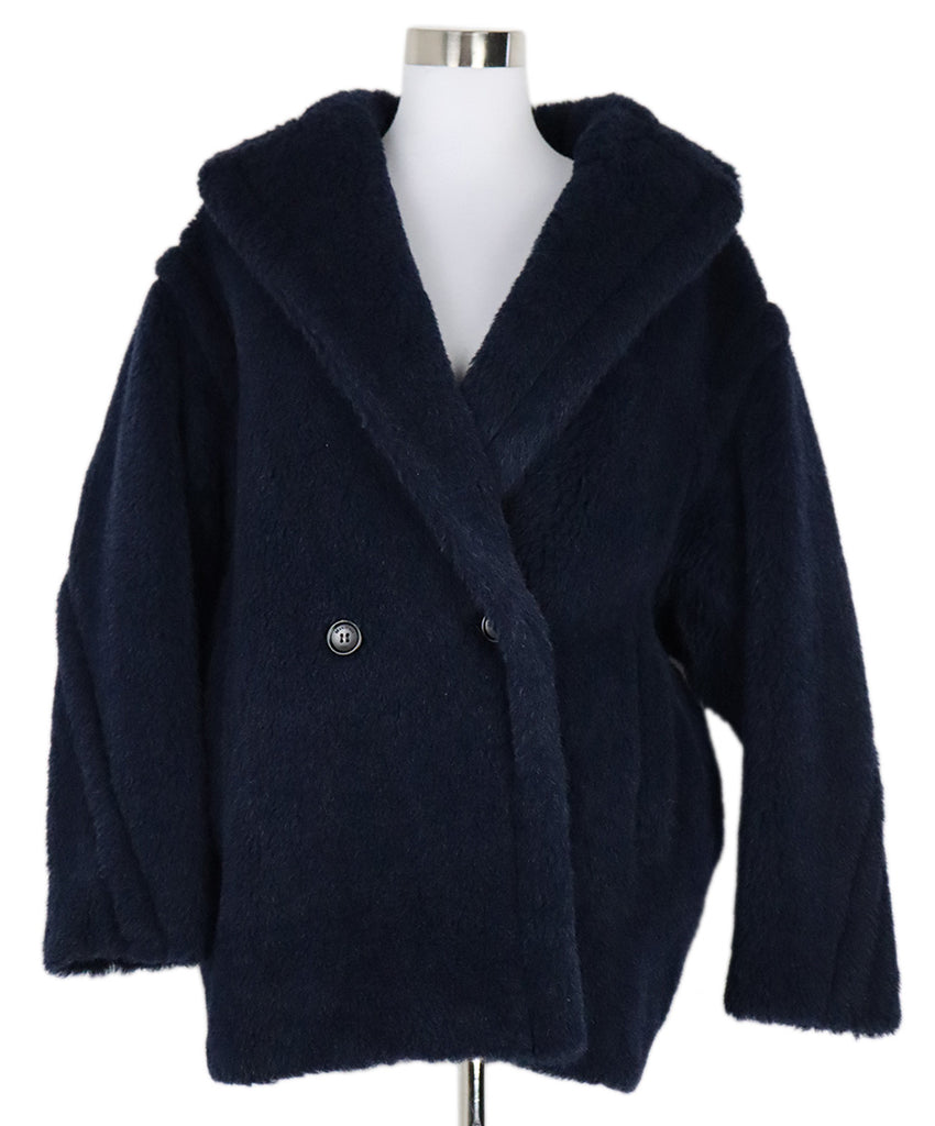 Max Mara Navy Blue Alpaca Wool Coat 
