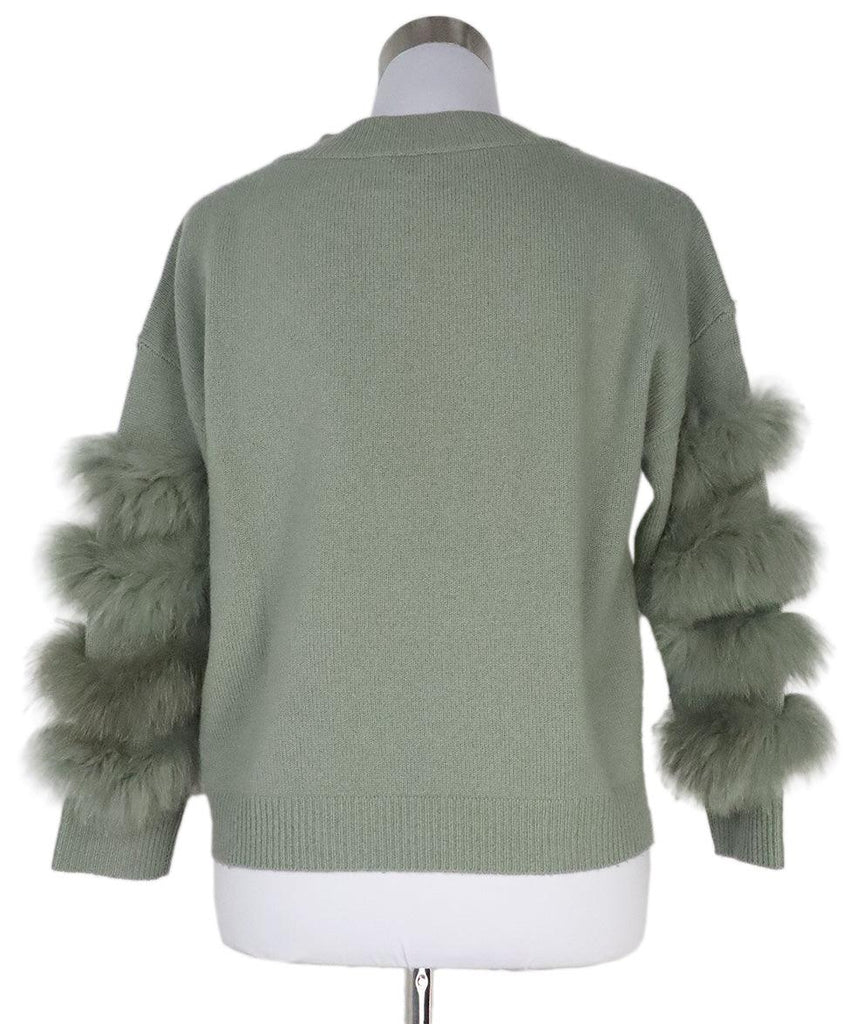 Max & Moi Green Cashmere & Fox Trim Sweater 2