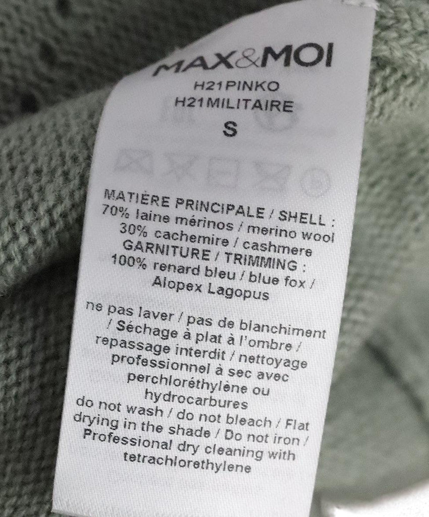 Max & Moi Green Cashmere & Fox Trim Sweater 4
