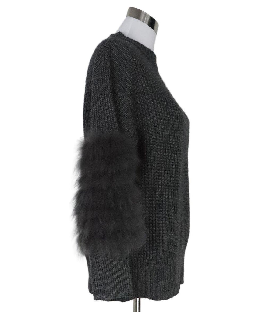 Max & Moi Grey Cashmere & Fox Trim Sweater 1