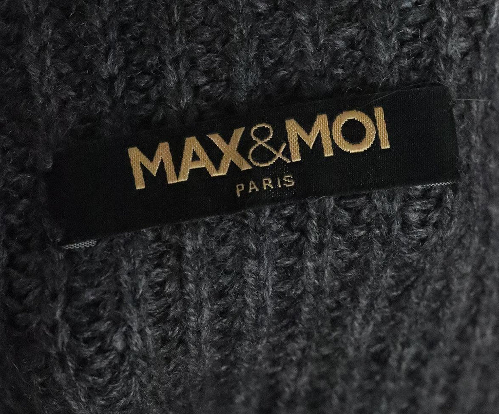 Max & Moi Grey Cashmere & Fox Trim Sweater 3