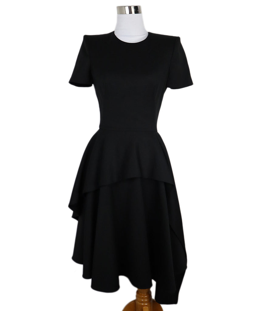Alexander McQueen Black Wool Short Sleeve Dress 