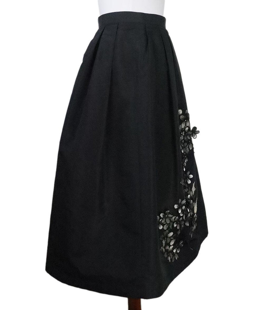 Michael Kors Black Floral Applique Skirt 1