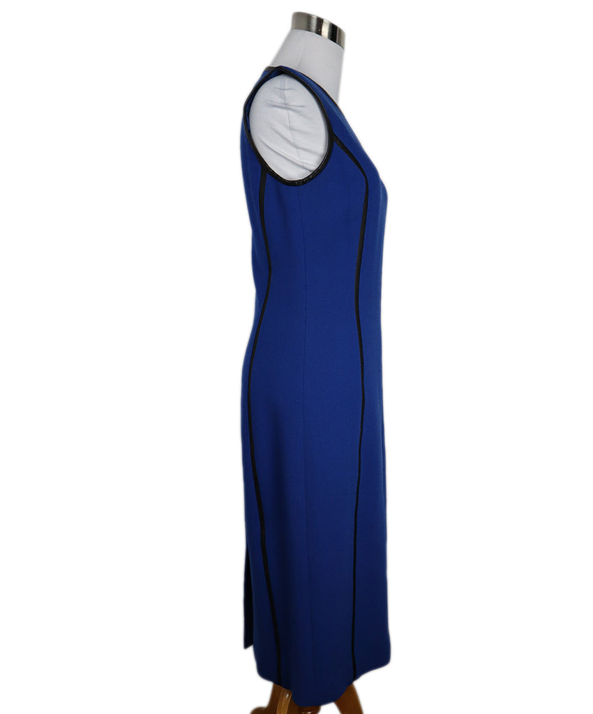 Michael Kors Blue Wool & Black Leather Dress 1