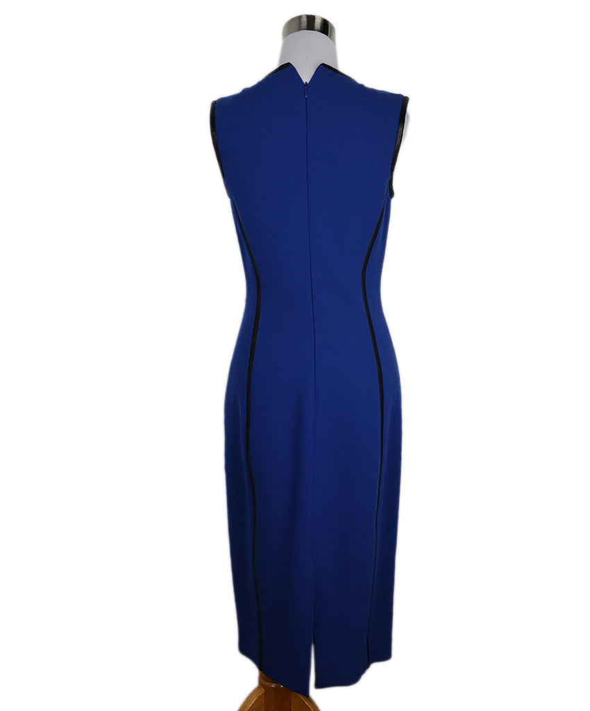 Michael Kors Blue Wool & Black Leather Dress 2