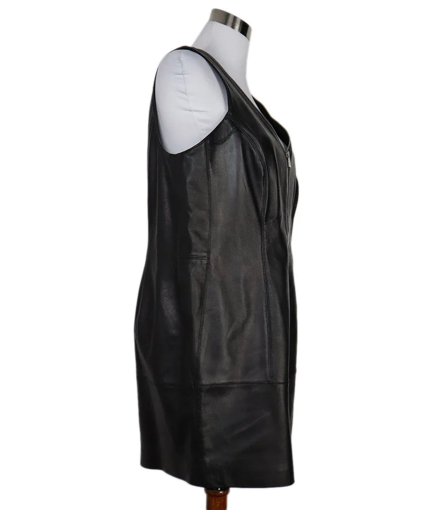 Michael Kors Black Leather Zipper Trim Dress sz 14 - Michael's Consignment NYC