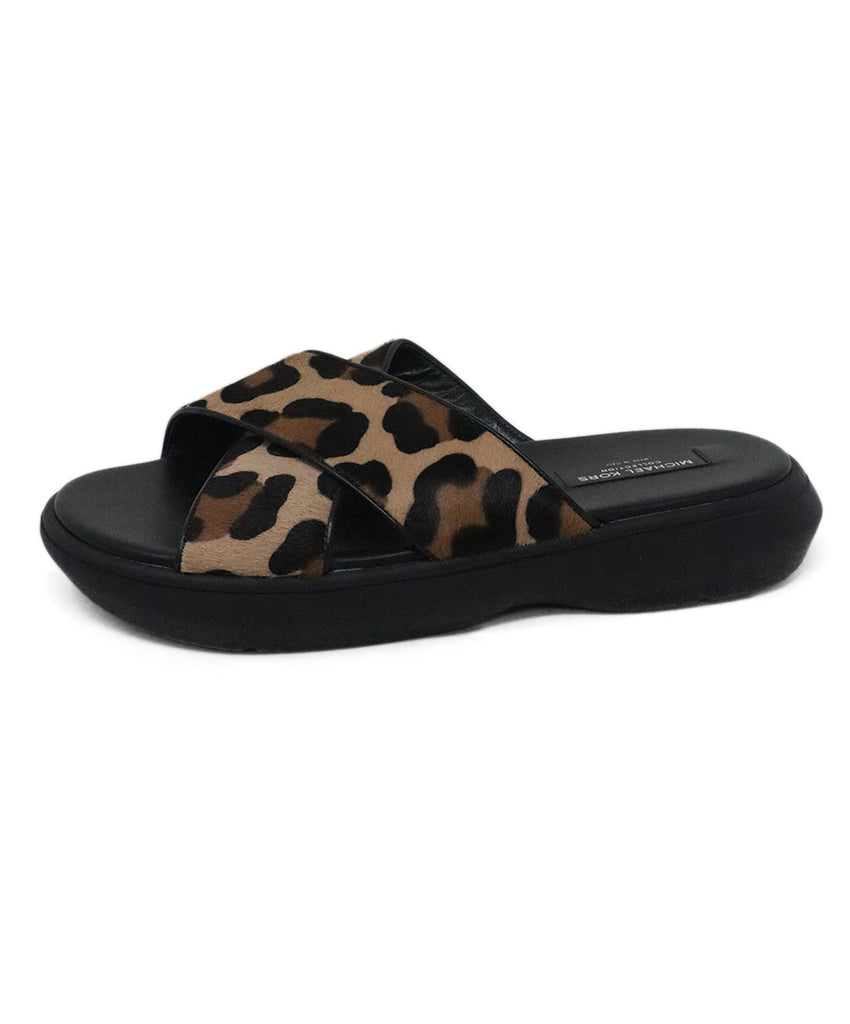 Michael Kors Black Leopard Leather Sandals 1