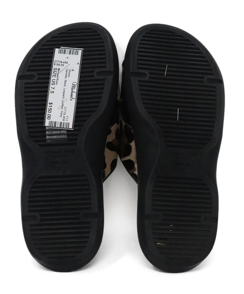 Michael Kors Black Leopard Leather Sandals 4