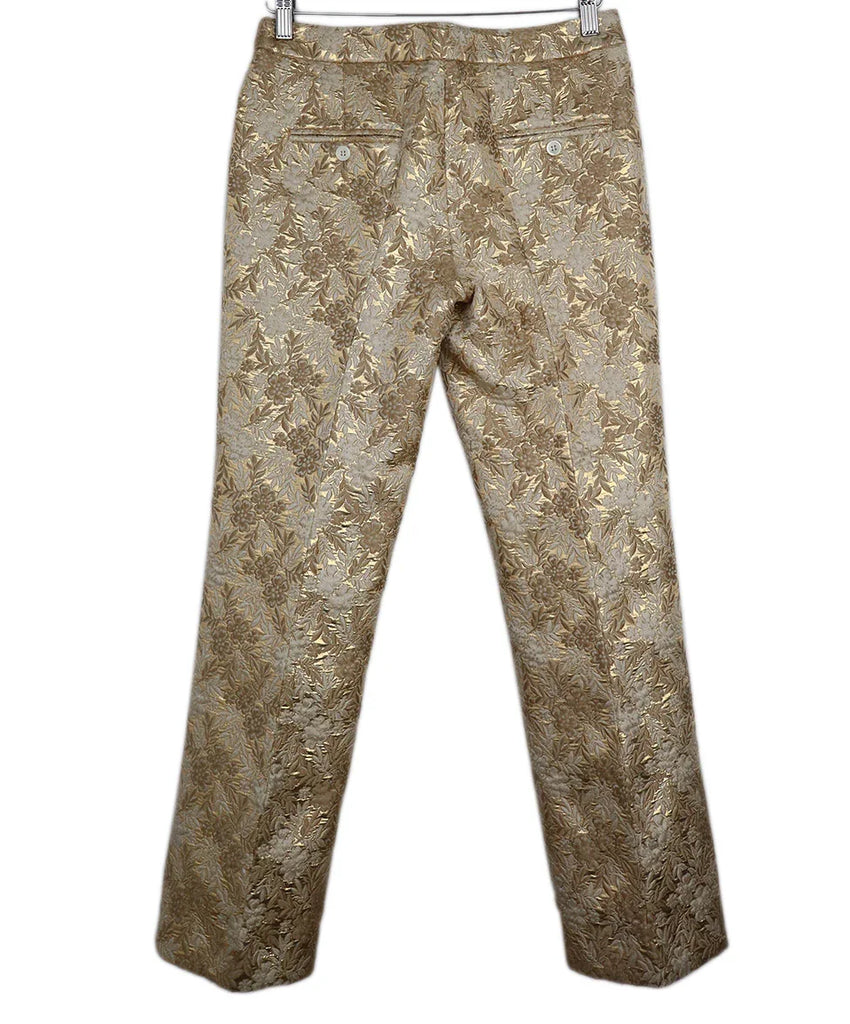 Michael Kors Metallic Gold & Ivory Brocade Pants sz 4 - Michael's Consignment NYC