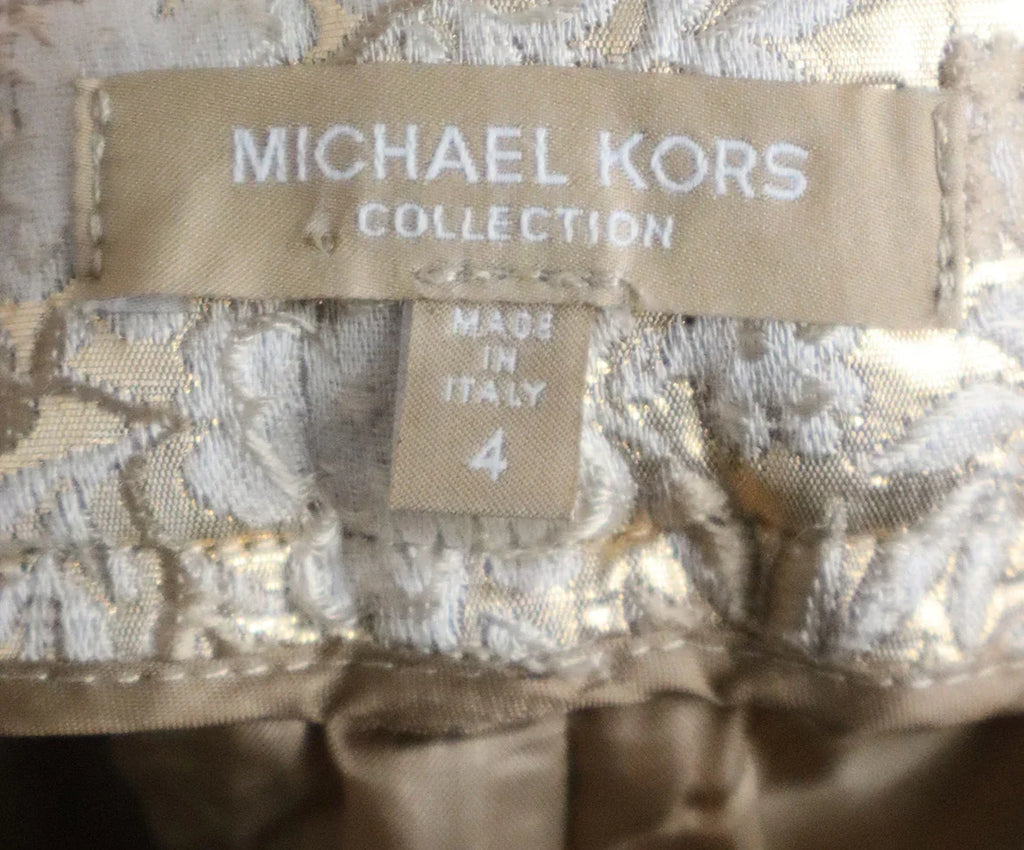 Michael Kors Metallic Gold & Ivory Brocade Pants sz 4 - Michael's Consignment NYC