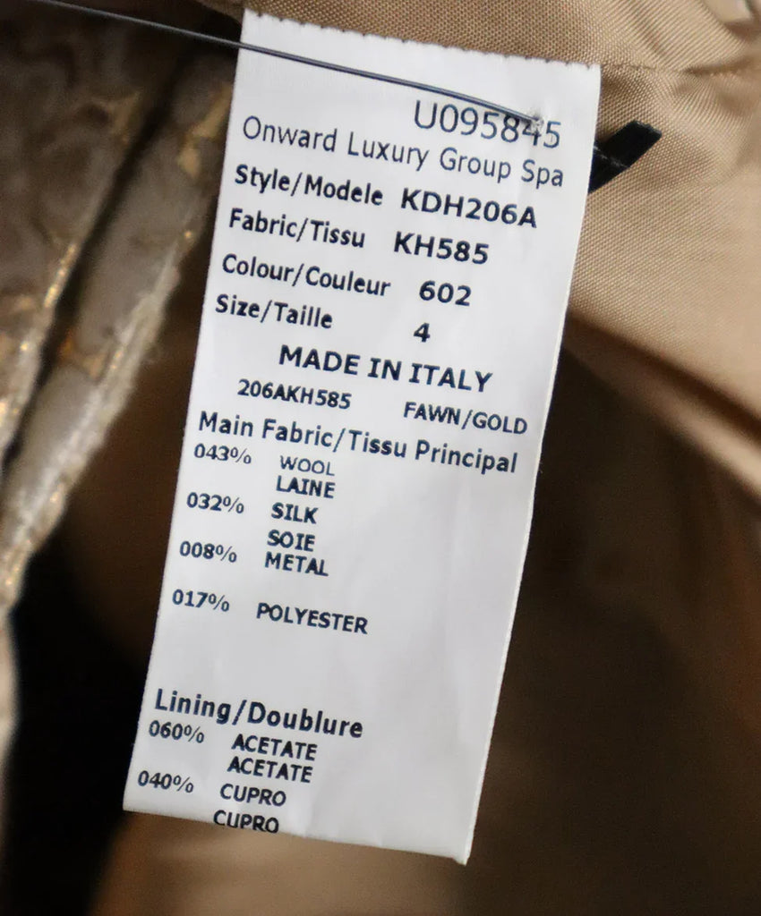 Michael Kors Metallic Gold & Ivory Brocade Pants sz 4 - Michael's Consignment NYC