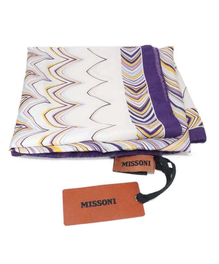 Missoni Purple & Yellow Print Silk Scarf 1