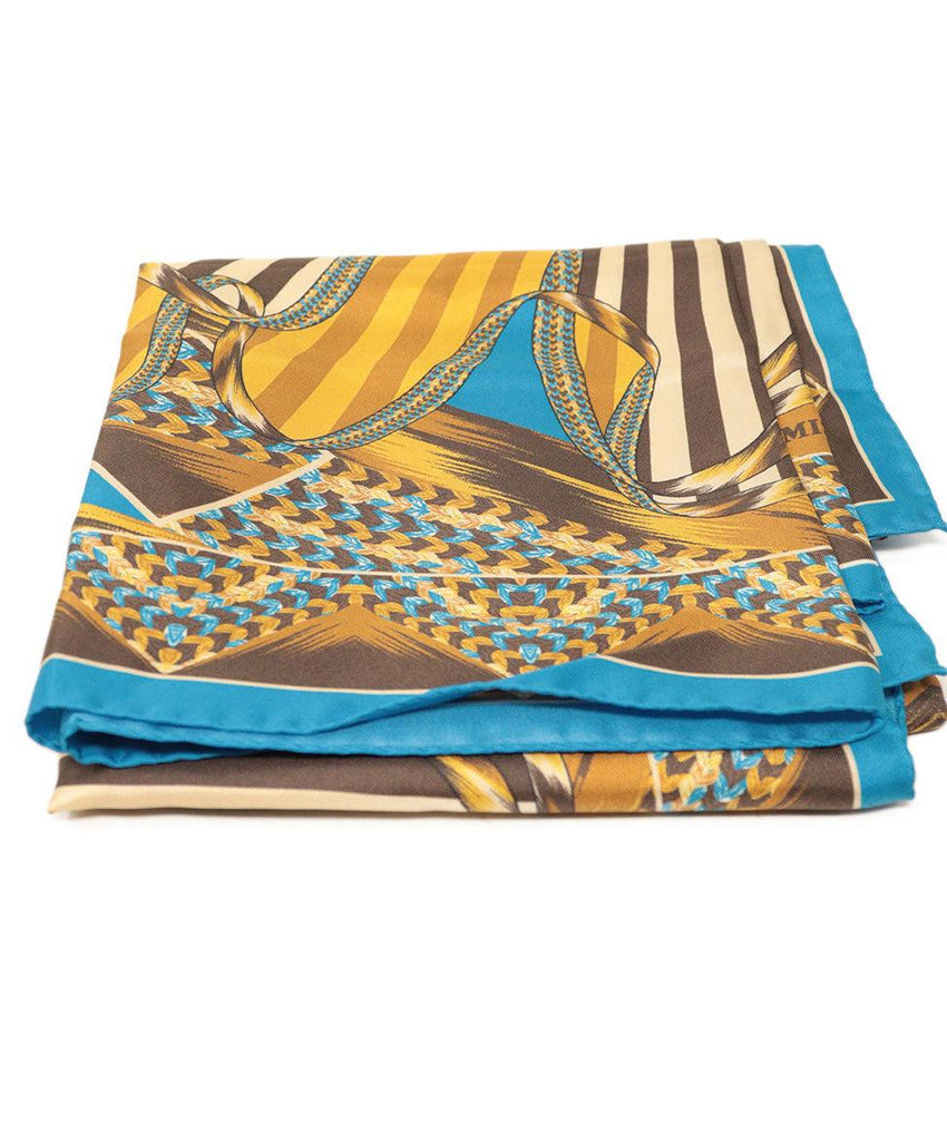 Missoni Blue & Gold Print Silk Scarf - Michael's Consignment NYC