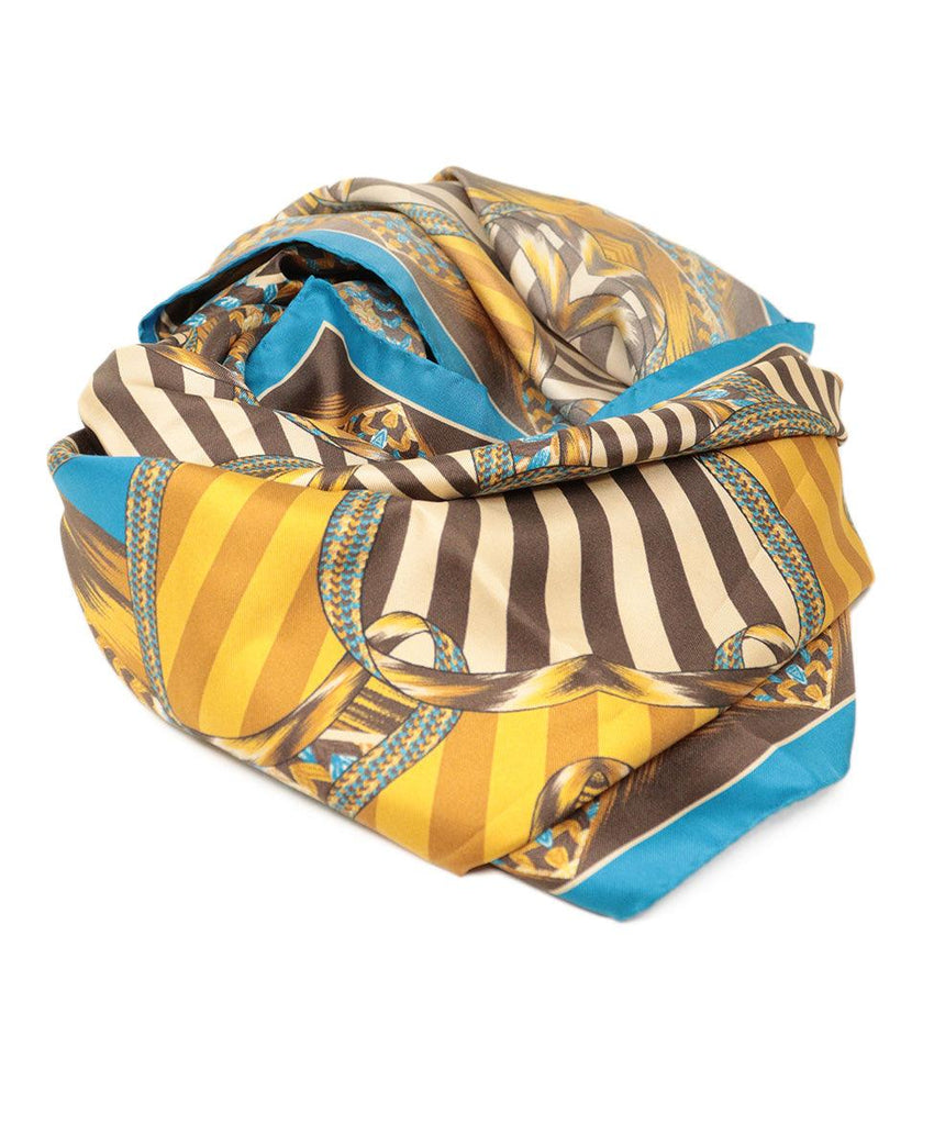 Missoni Blue & Gold Print Silk Scarf - Michael's Consignment NYC