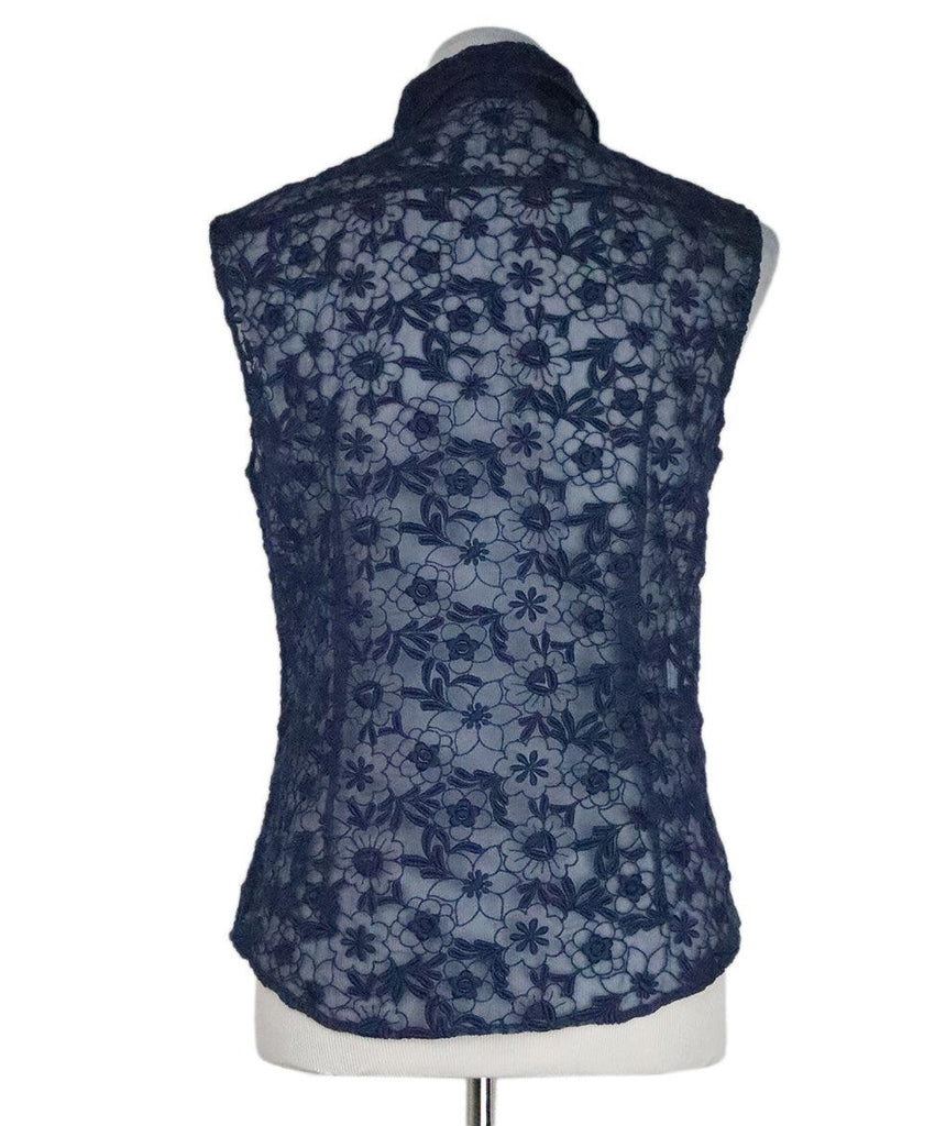 Miu Miu Blue Navy Floral Cotton Silk Sleeveless Top 2