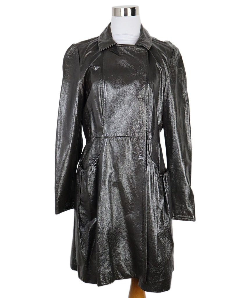 Miu Miu Vintage Distressed Grey Leather Trenchcoat 