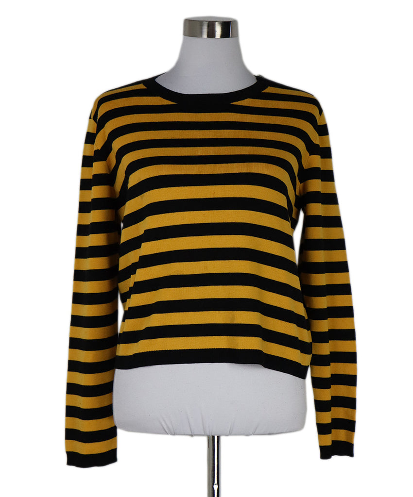 Miu Miu Yellow & Black Striped Cashmere Sweater 