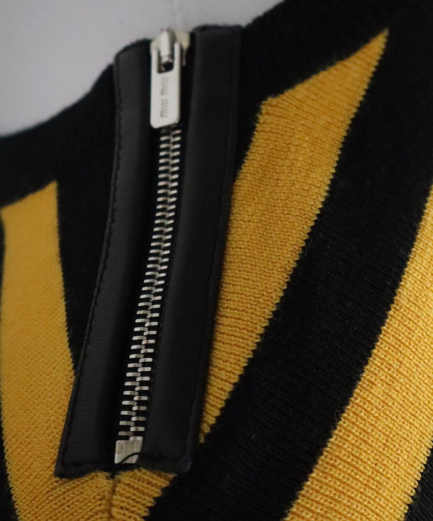 Miu Miu Yellow & Black Striped Cashmere Sweater 9