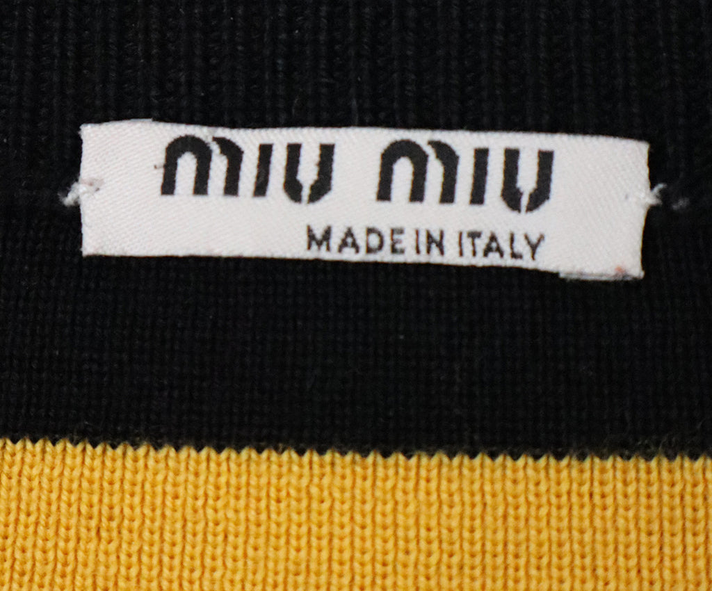 Miu Miu Yellow & Black Striped Cashmere Sweater 3